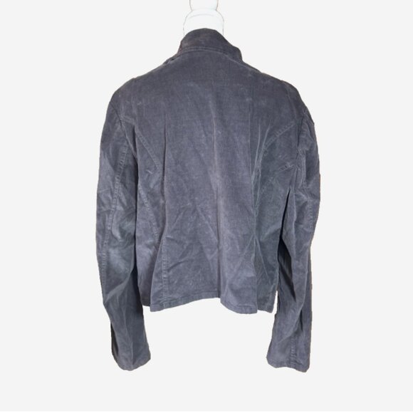 Lane Bryant Dark Gray Corduroy Military Jacket Women’s 18 Asymmetrical Button - Picture 2 of 8